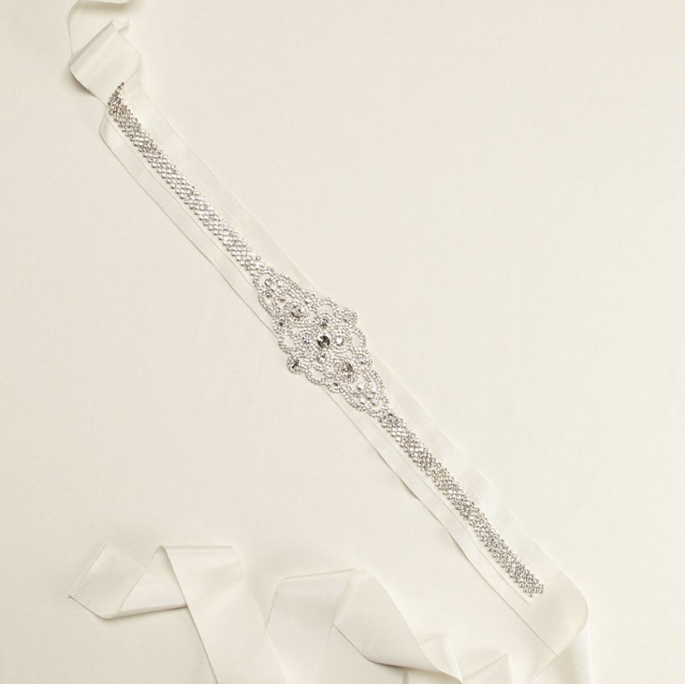 NEW White Rhinestone Sash/Belt